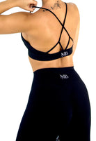 MILA MVMT Sportswear Emmie Short Sleeve Crop Top Sports Bra & Emmie Shorts Leggings Black