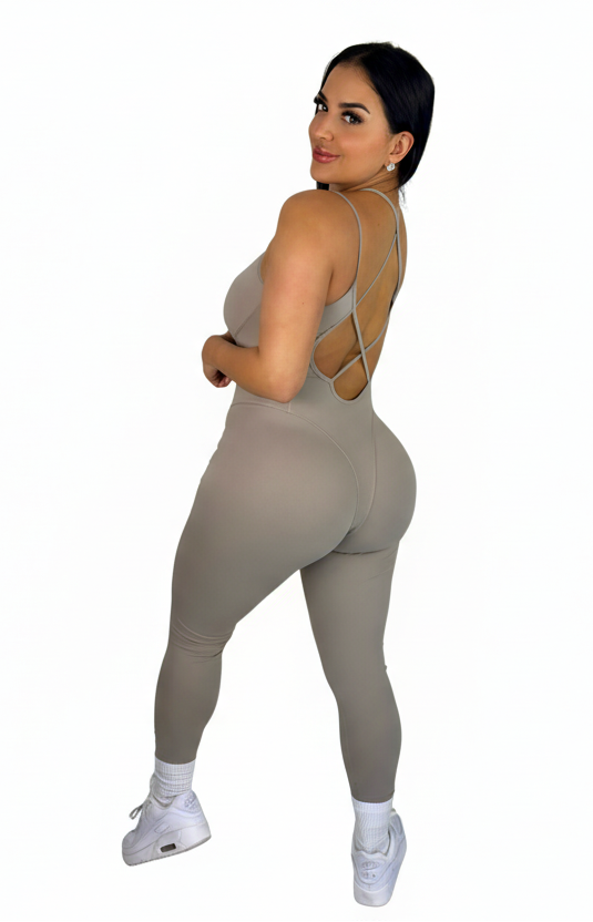 Forme Sculpt Jumpsuit - Smokey Taupe - MILA MVMT