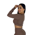 Forme Sculpt Long Sleeve Crop Top - Brown - MILA MVMT