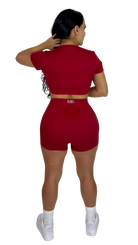 Forme Sculpt Short Sleeve Crop Top - Red - MILA MVMT