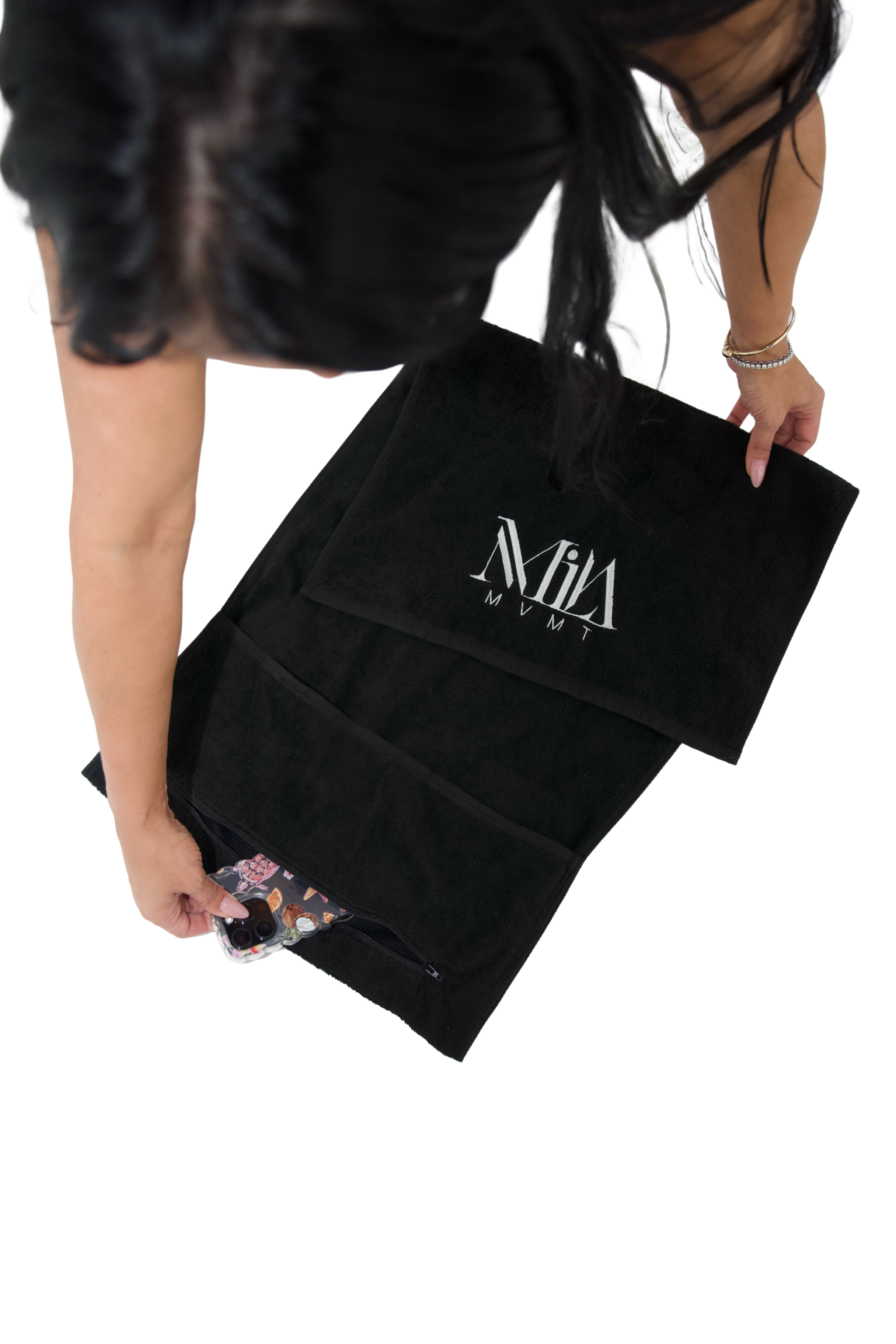 Gym Girl Hooded Bench Towel - Black - MILA MVMT