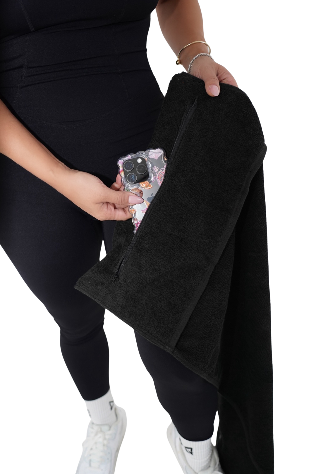 Gym Girl Hooded Bench Towel - Black - MILA MVMT