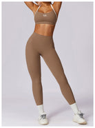 Jenna Contrast Sports Bra and Pocket Leggings Set - Caramel MILA MVMT