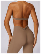 Jenna Contrast Sports Bra and Pocket Leggings Set - Caramel MILA MVMT