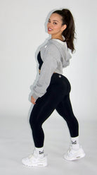 Josie Cropped Hoodie Shrug Top Heather Gray - side view