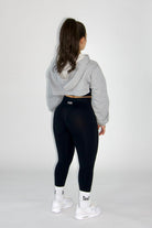Josie Cropped Hoodie Shrug Top Heather Gray - back view