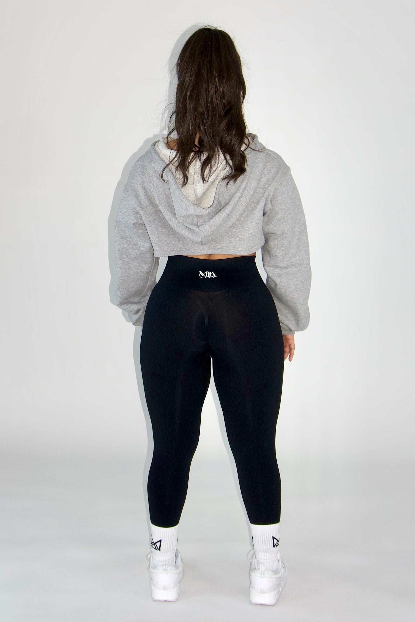 Josie Cropped Hoodie Shrug Top Heather Gray - back