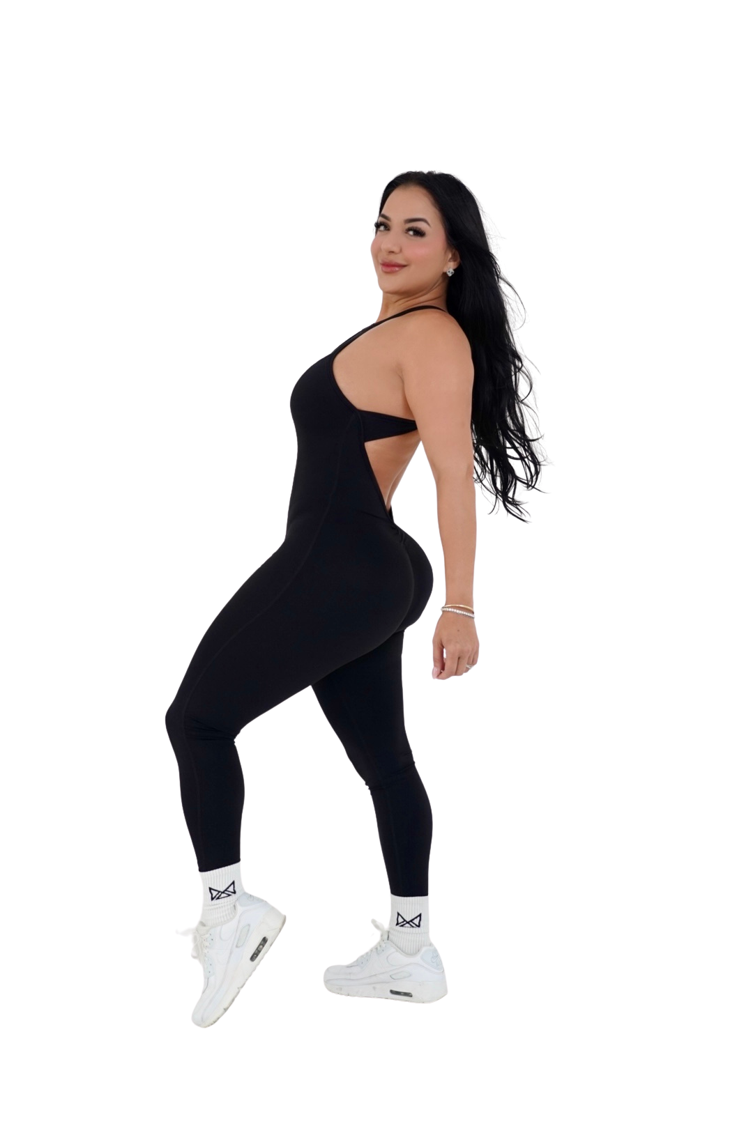 Kaia Open Back Athletic Onesie - Black - MILA MVMT