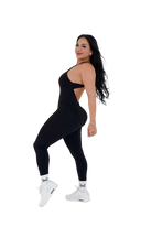 Kaia Open Back Athletic Onesie - Black - MILA MVMT