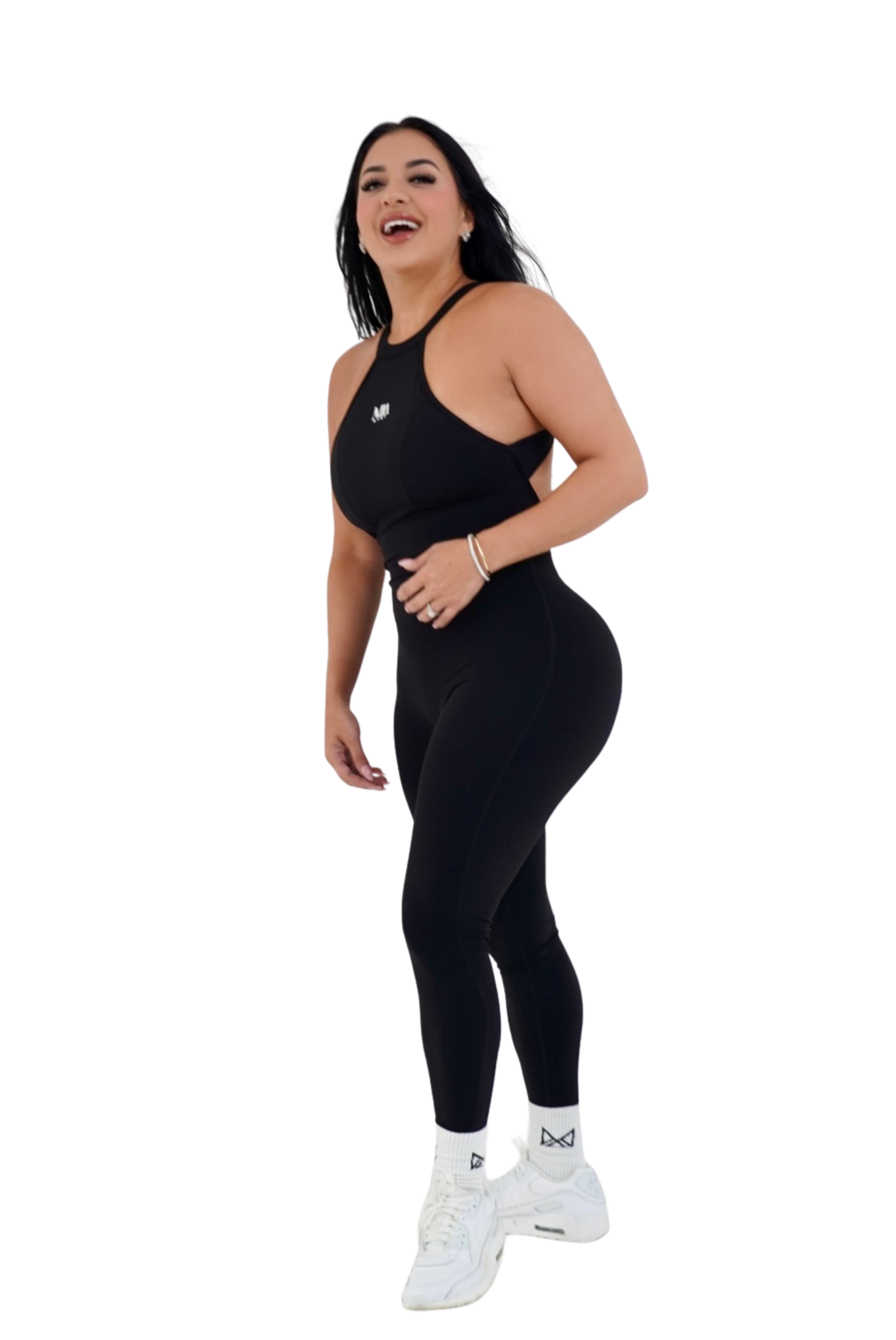 Kaia Open Back Athletic Onesie - Black - MILA MVMT