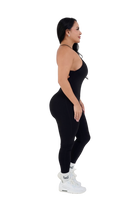 Kaia Open Back Athletic Onesie - Black - MILA MVMT