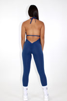 Laney V-Back Scrunch Bum Jumpsuit Blueberry - back view