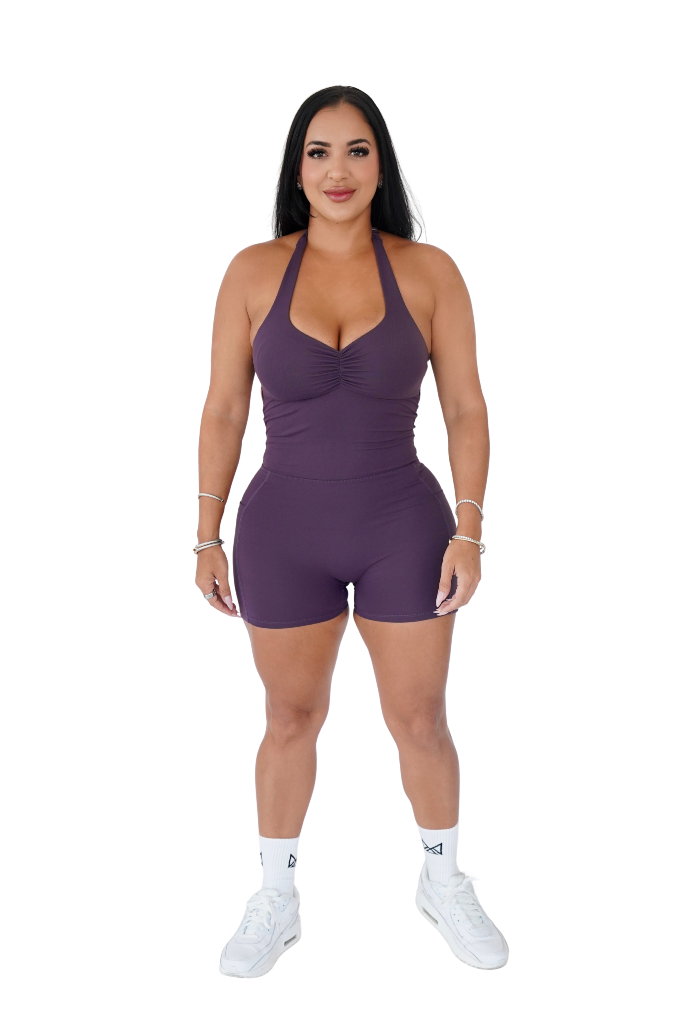 Lexa Scrunch Butt Romper - Plum Wine - MILA MVMT