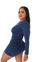 Luna Luxe Long Sleeve & Shorts Set - Navy - MILA MVMT