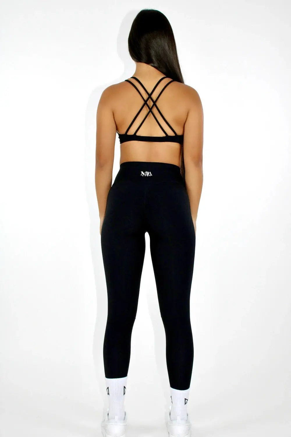 Aria Twist-Front Sports Bra -  Black Back view