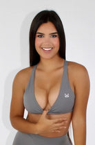 MILA MVMT Athletic Sportswear Sports Bra Buttery Soft Gray Gym Set Front View