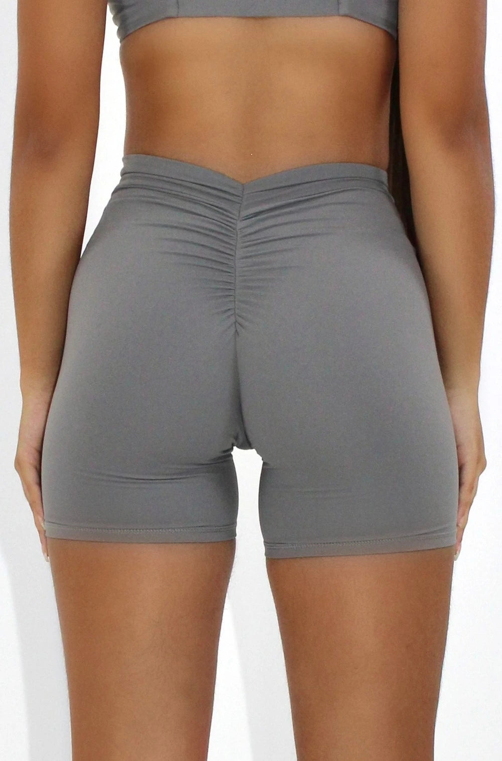 Ava V Back Scrunch Booty Shorts Gray