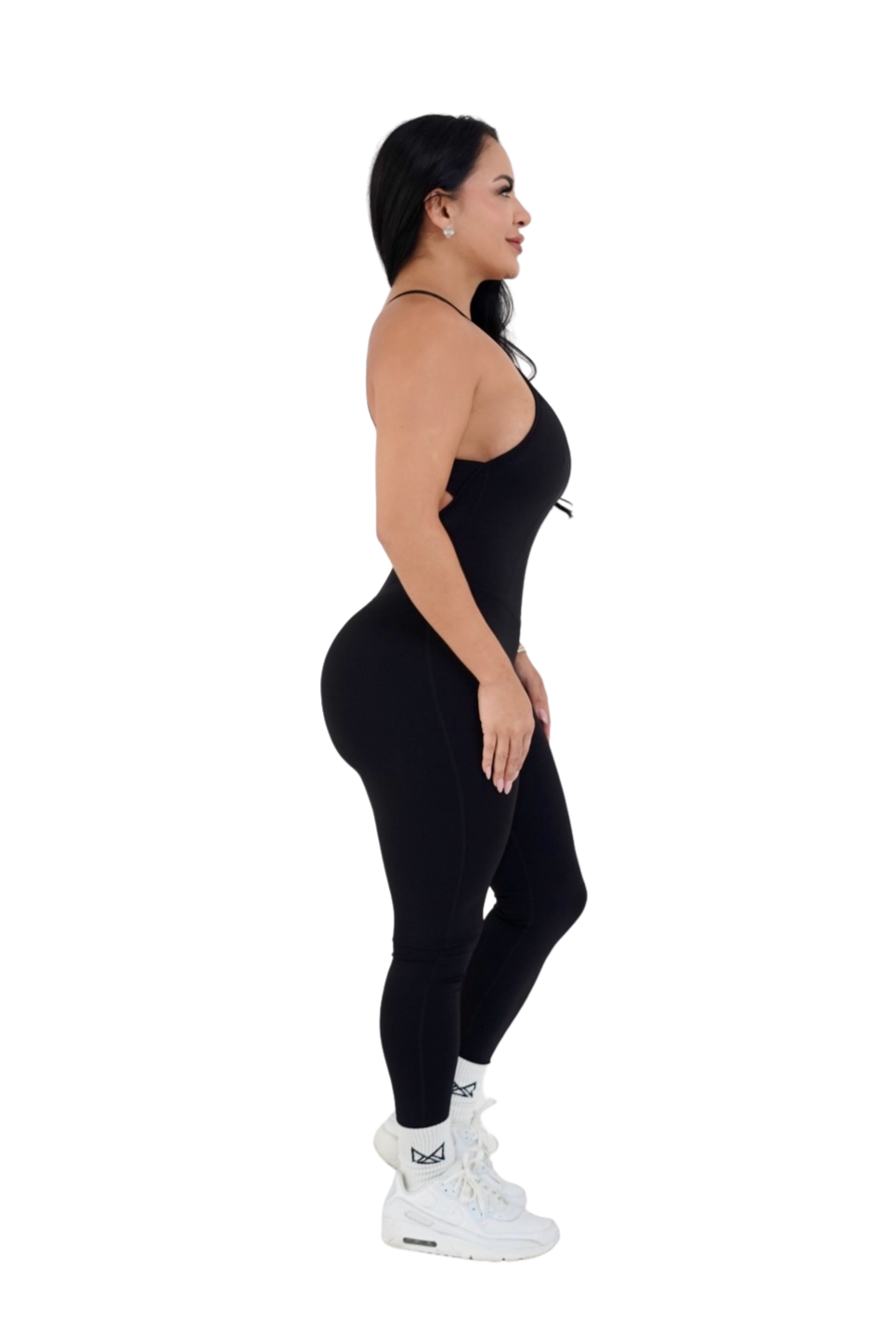Kaia Open Back Athletic Onesie - Black - MILA MVMT