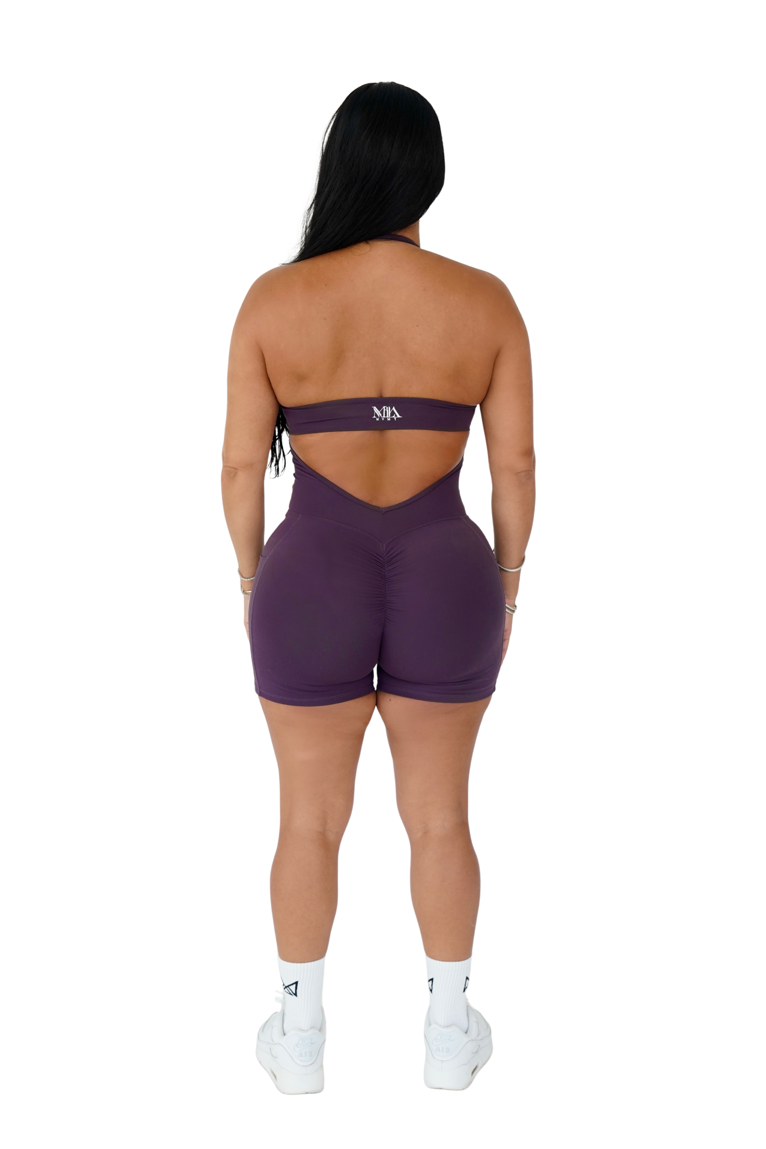 Lexa Scrunch Butt Romper - Plum Wine - MILA MVMT
