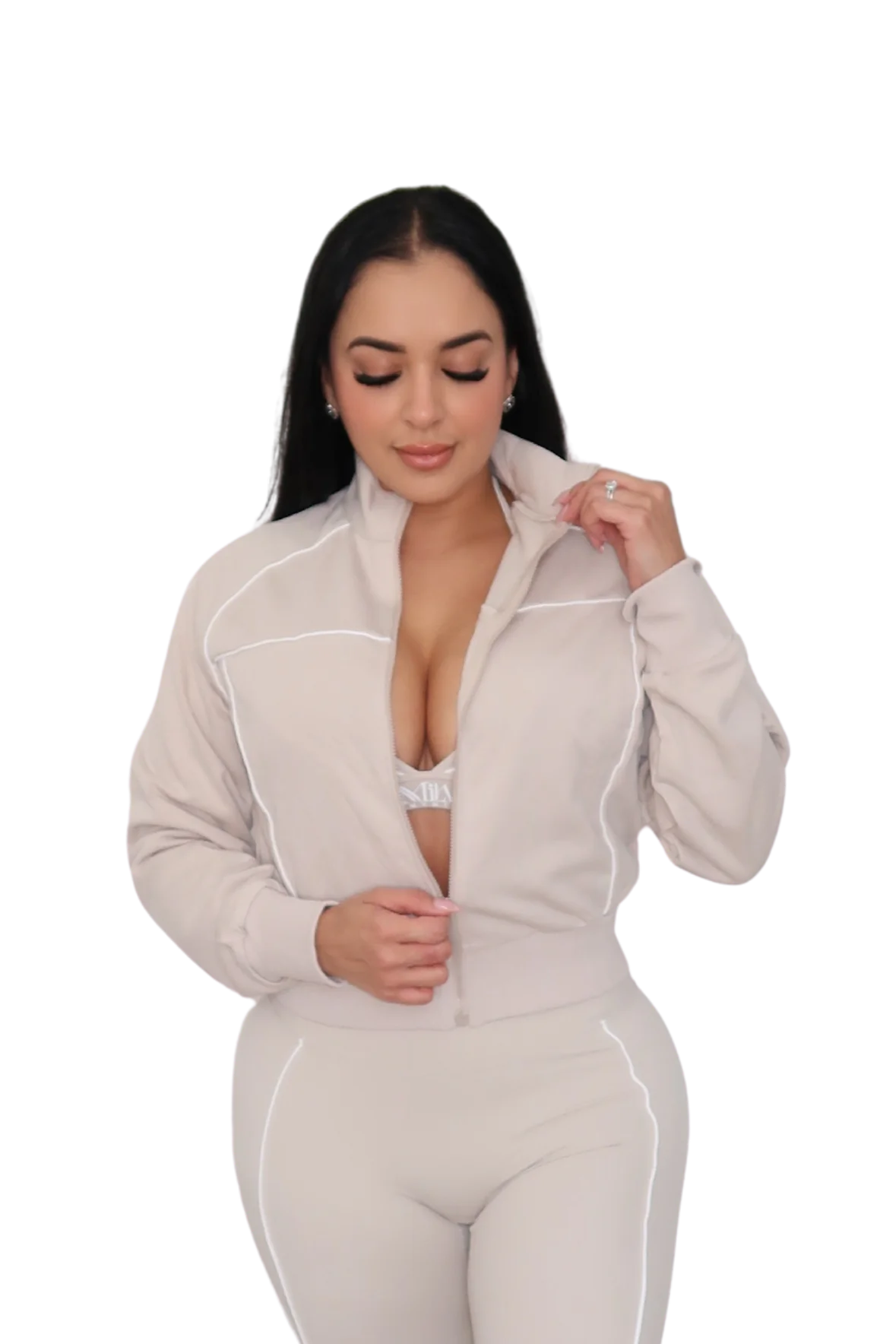 Linea Studio Zip-Up Track Jacket - Oatmeal