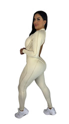 Sculpt Line Open Back Bodysuit - Beige - MILA MVMT