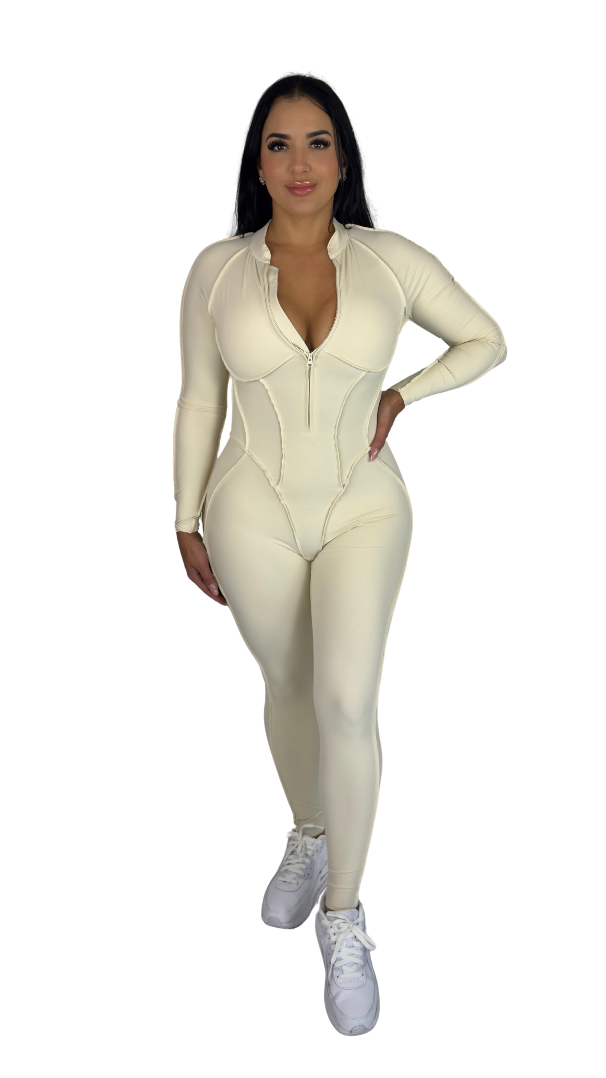 Sculpt Line Open Back Bodysuit - Beige - MILA MVMT