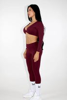 Ava V-Back Scrunch Booty Leggings side view - Cranberry