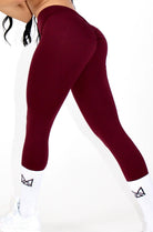 Ava V-Back Scrunch Booty Leggings Back view - Cranberry