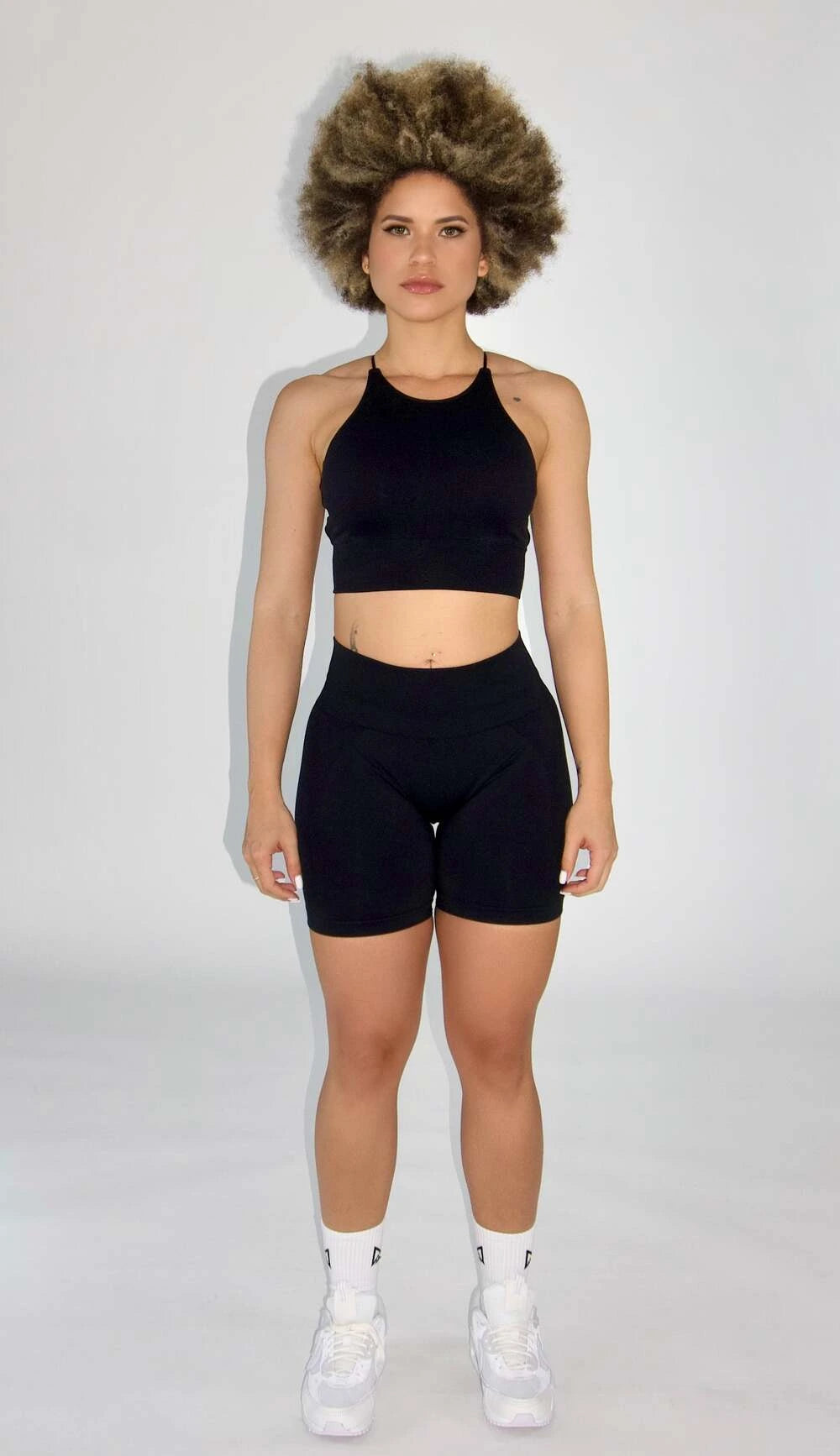 MILA MVMT Sportswear Carli Seamless Sports Bra Black & Zoey Seamless Contour Shorts Black