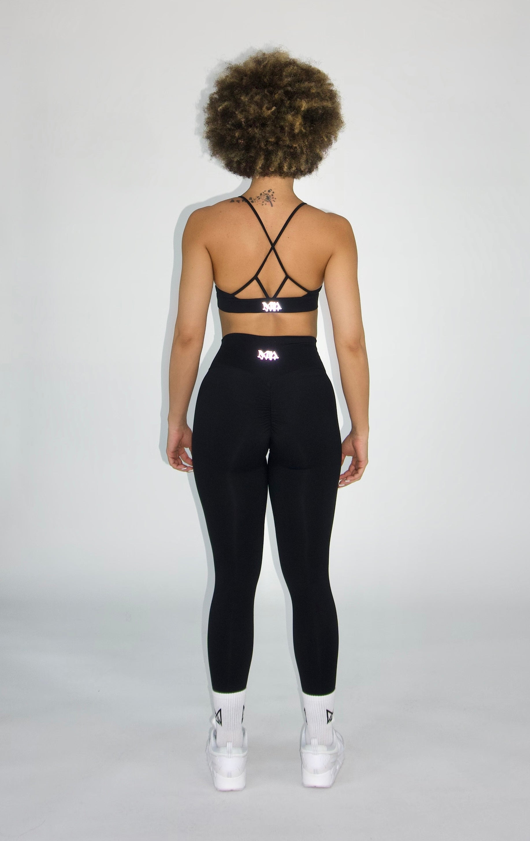 MILA MVMT Sportswear Emmie Short Sleeve Crop Top Sports Bra & Emmie Shorts Leggings Black