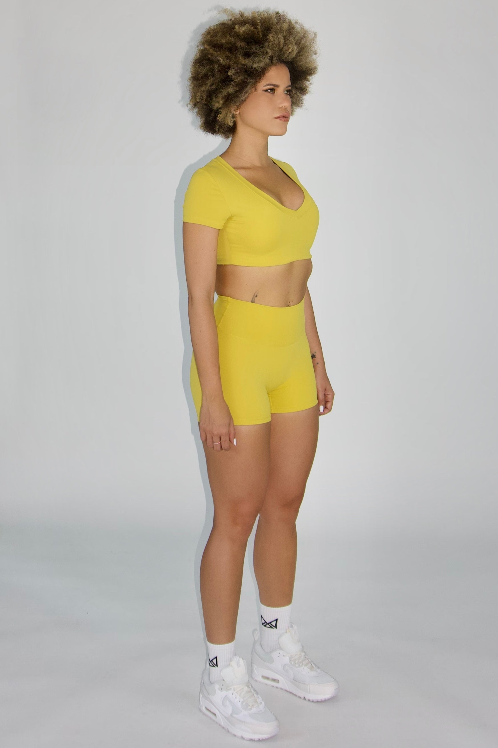 MILA MVMT Sportswear Emmie Shorts & Crop Top Mustard Yellow