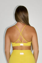 MILA MVMT Sportswear Emmie Short Sleeve Crop Top Sports Bra & Emmie Shorts Leggings Yellow Mustard