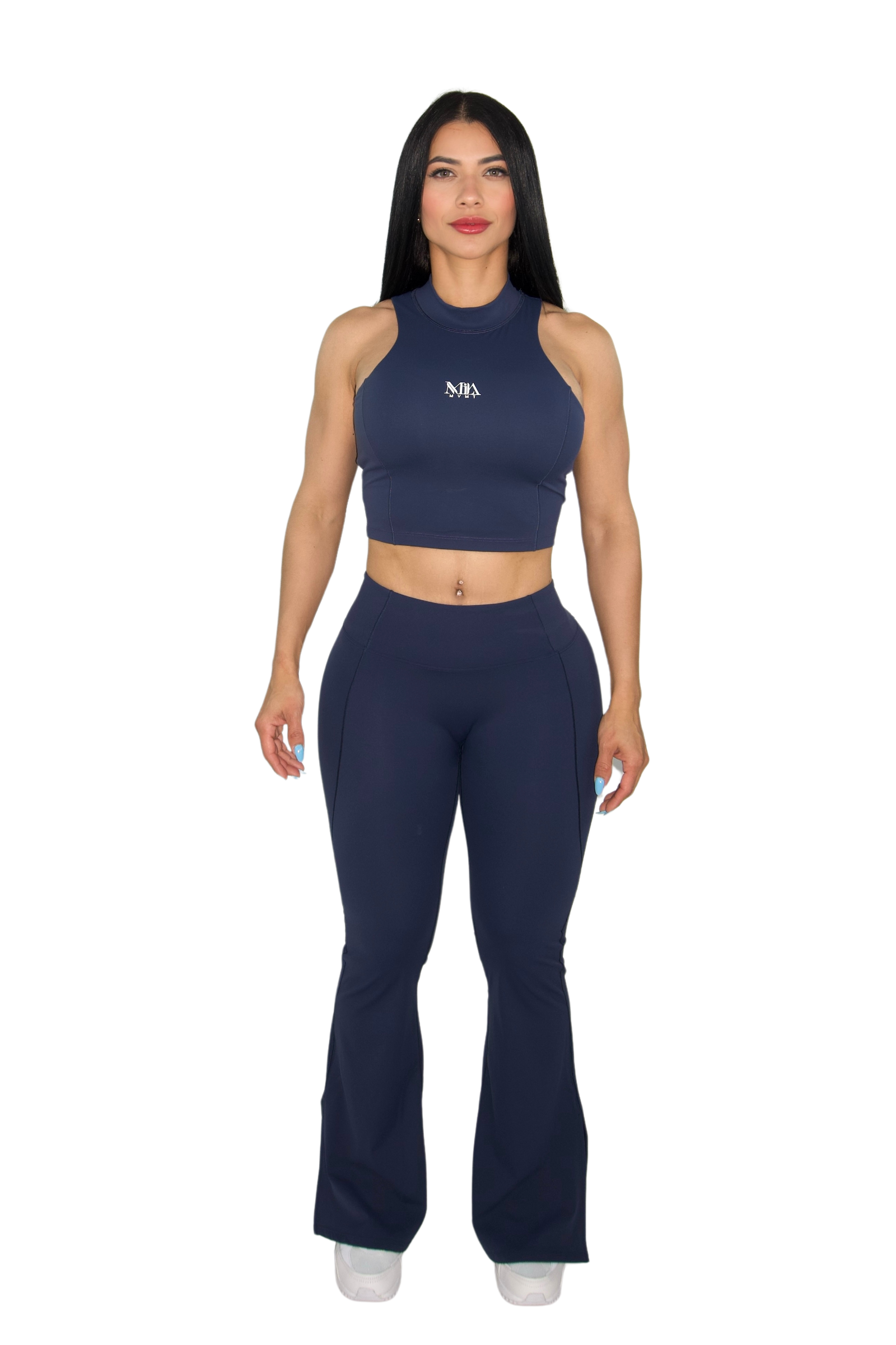 Paloma Petite Luxe Flare Legging & Top Set - Navy - MILA MVMT