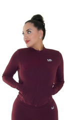 Harmony Fitted Zip-Up Jacket - Burgundy - MILA MVMT