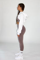 MILA MVMT Sportswear Josie Cropped Hoodie & Carli Seamless Sports Bra Black & Claire Seamless Contour Leggings Acai