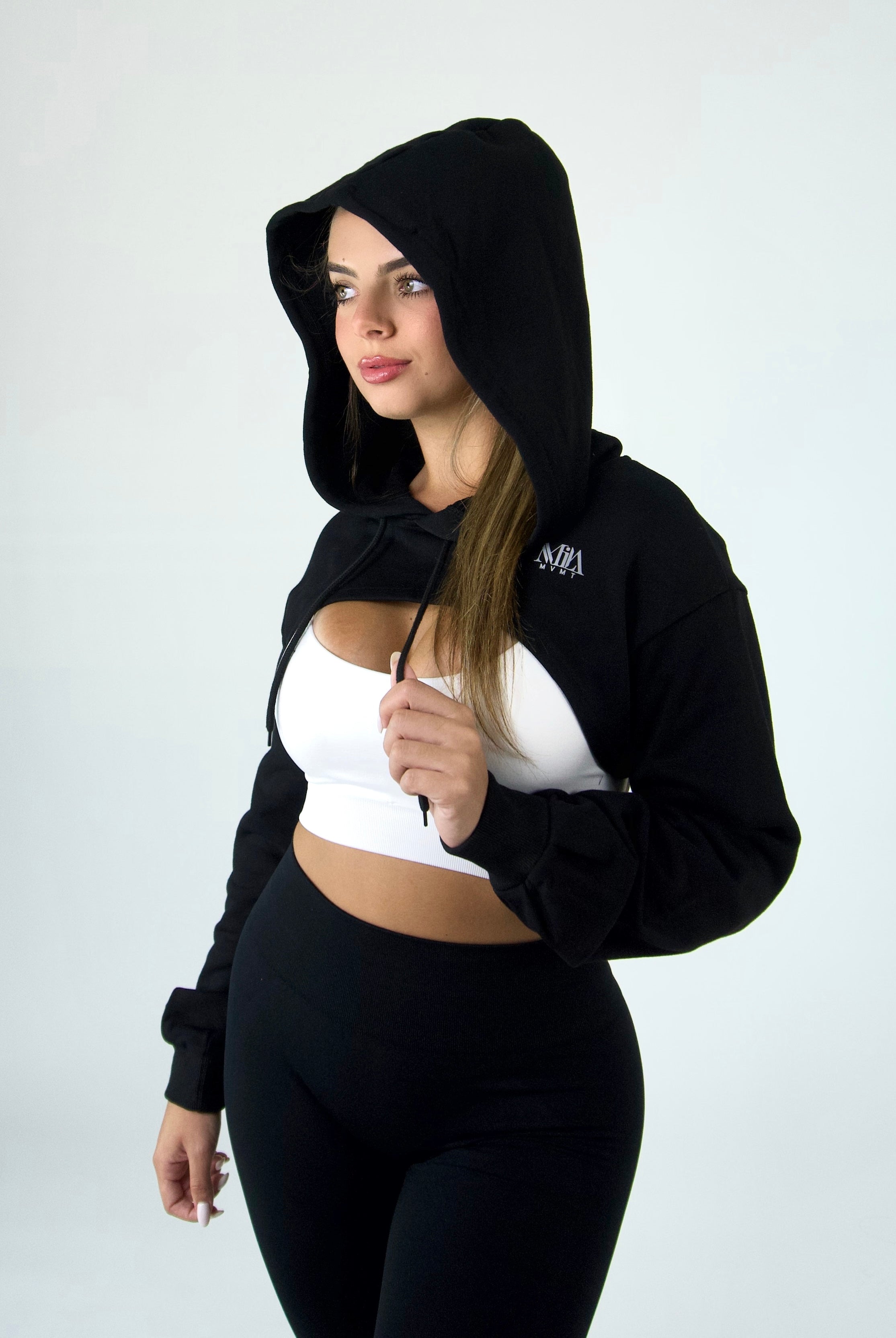 MILA MVMT Sportswear Josie Cropped Hoodie Black