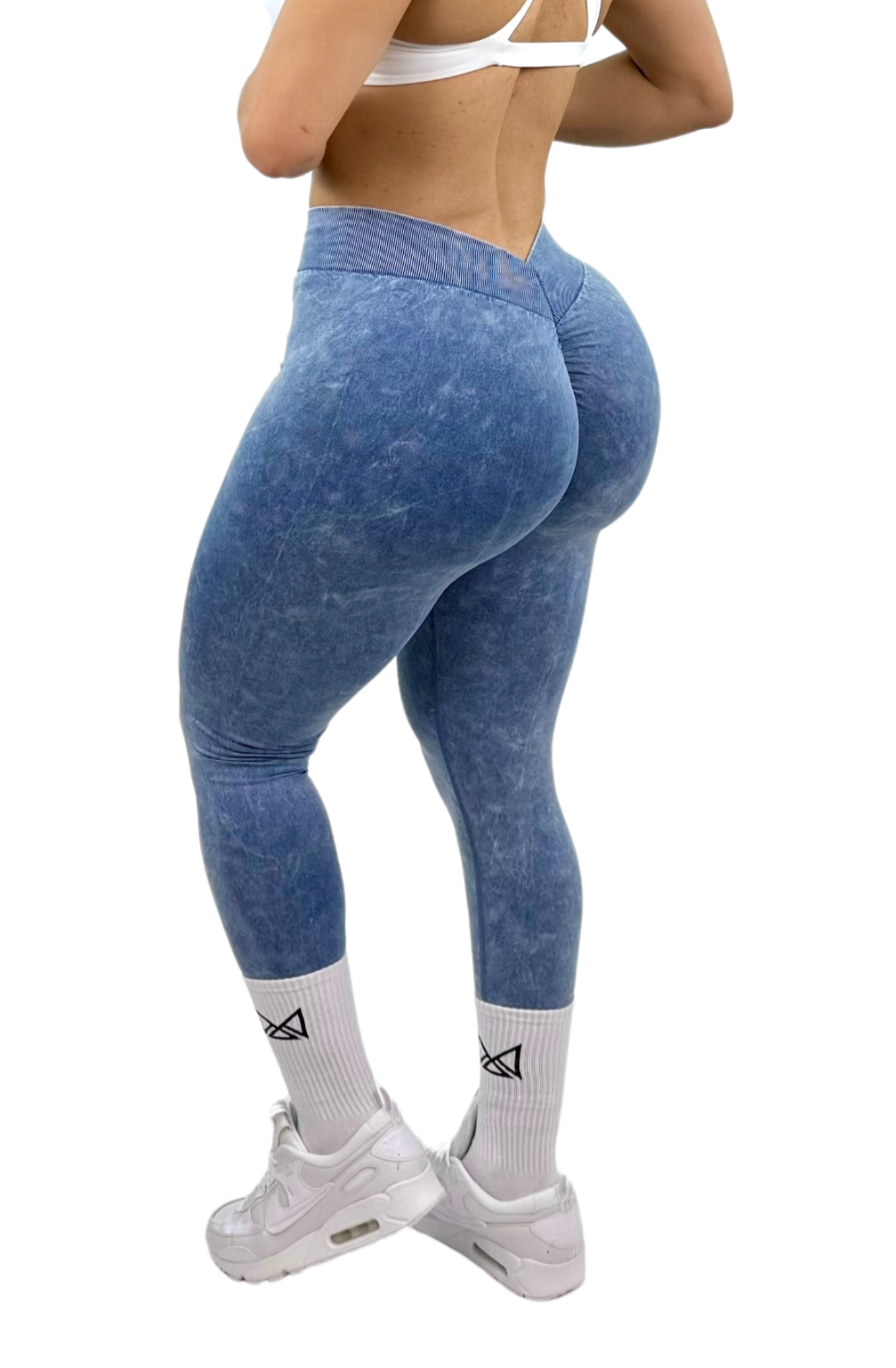 Earth Wash V-Back Scrunch & Sculpt Leggings - Blue - MILA MVMT