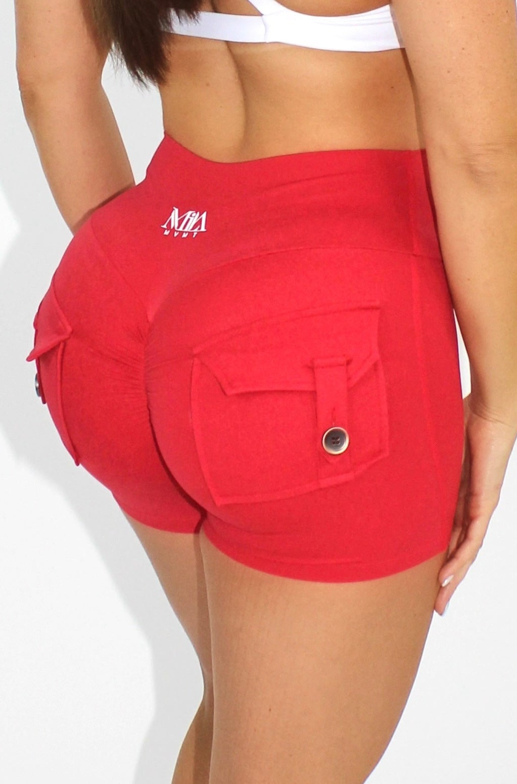 Selene Scrunch Booty Pocket Shorts - Ruby Red