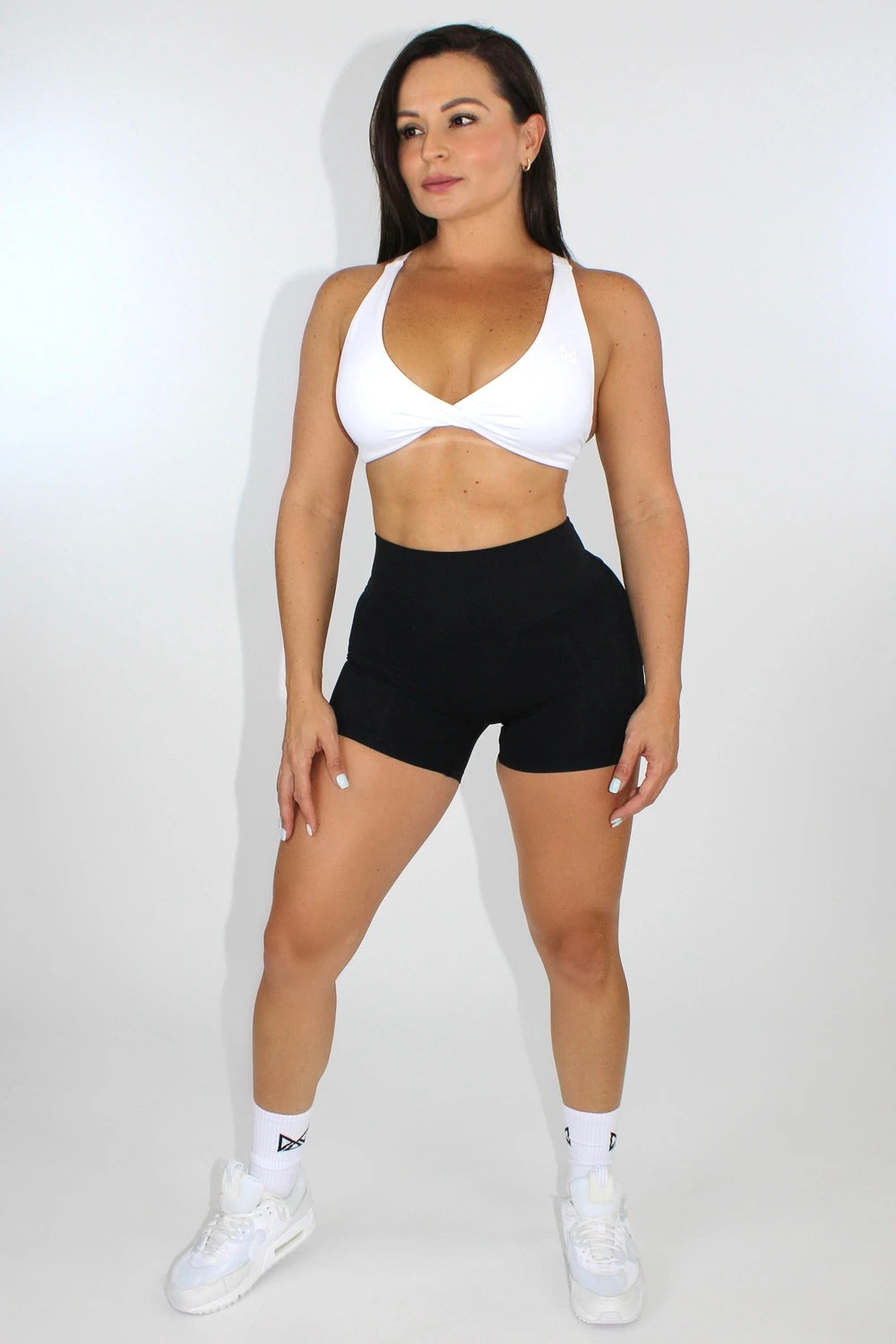 Mila MVMT Sportswear White Sports Bra Gym Wear Athleisure Workout Bra - Front View