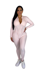 Sculpt Line Open Back Bodysuit - Baby Pink - MILA MVMT