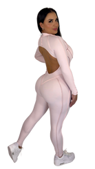 Sculpt Line Open Back Bodysuit - Baby Pink - MILA MVMT