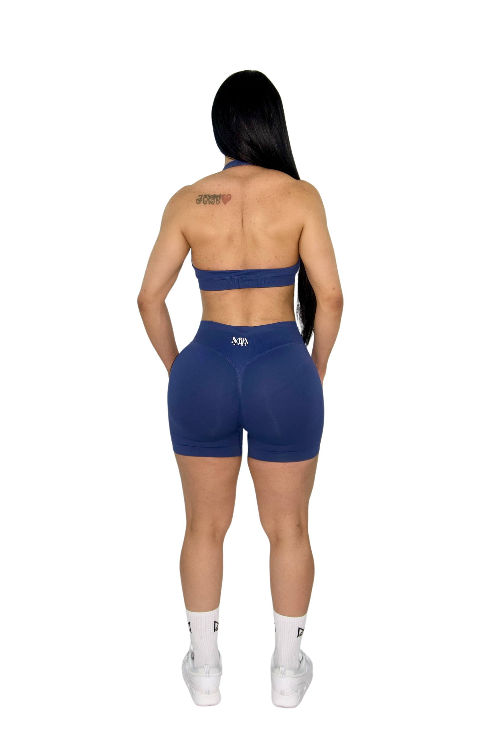 Brielle Booty Lifting Shorts & Sport Bra Set - Blueberry Blue - MILA MVMT