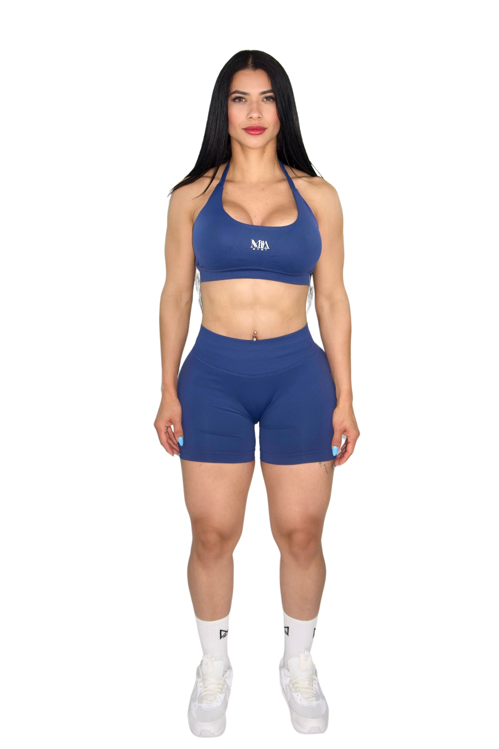 Brielle Booty Lifting Shorts & Sport Bra Set - Blueberry Blue - MILA MVMT