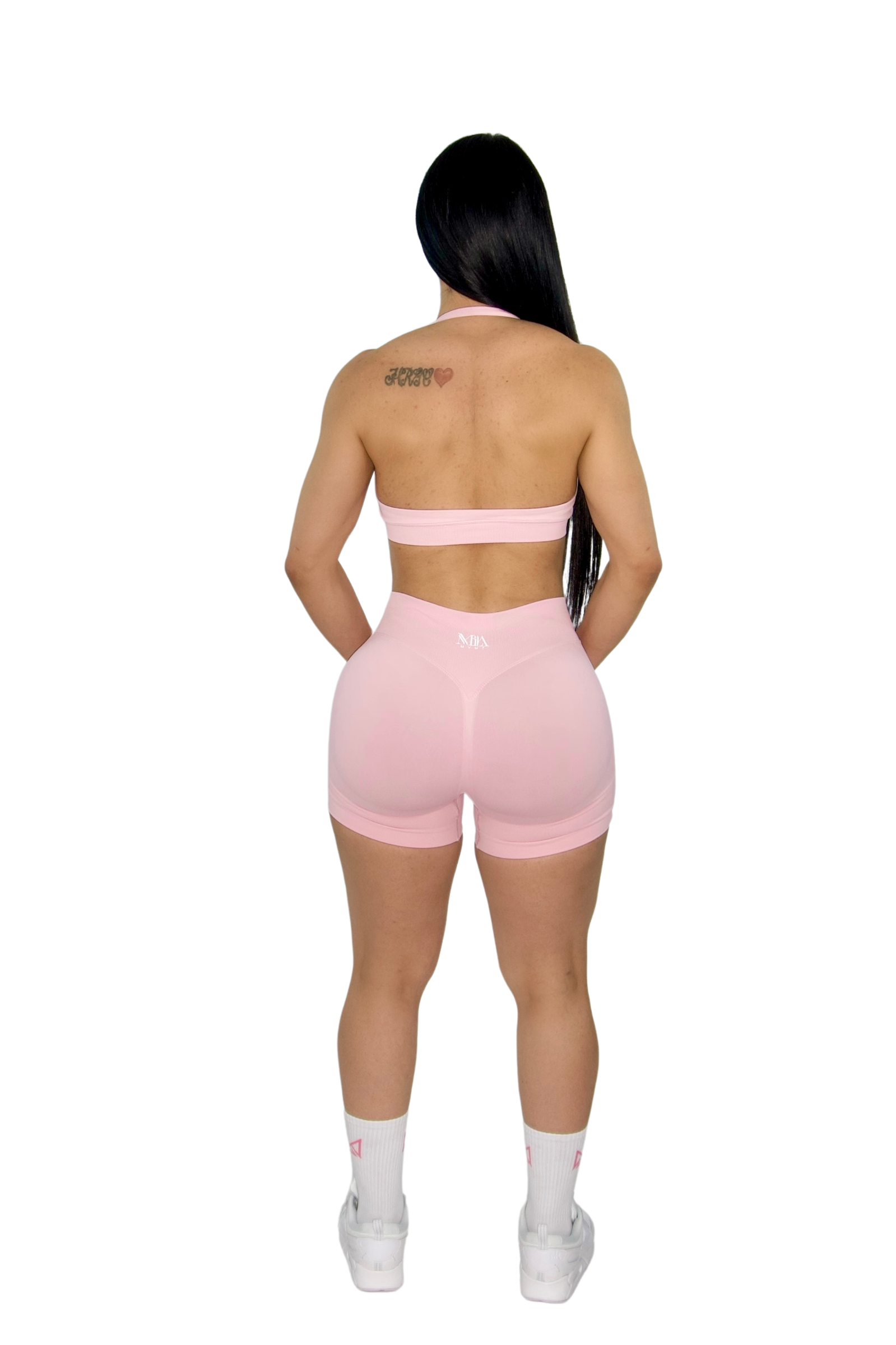Brielle Booty Lifting Shorts & Sport Bra Set - Baby Pink - MILA MVMT