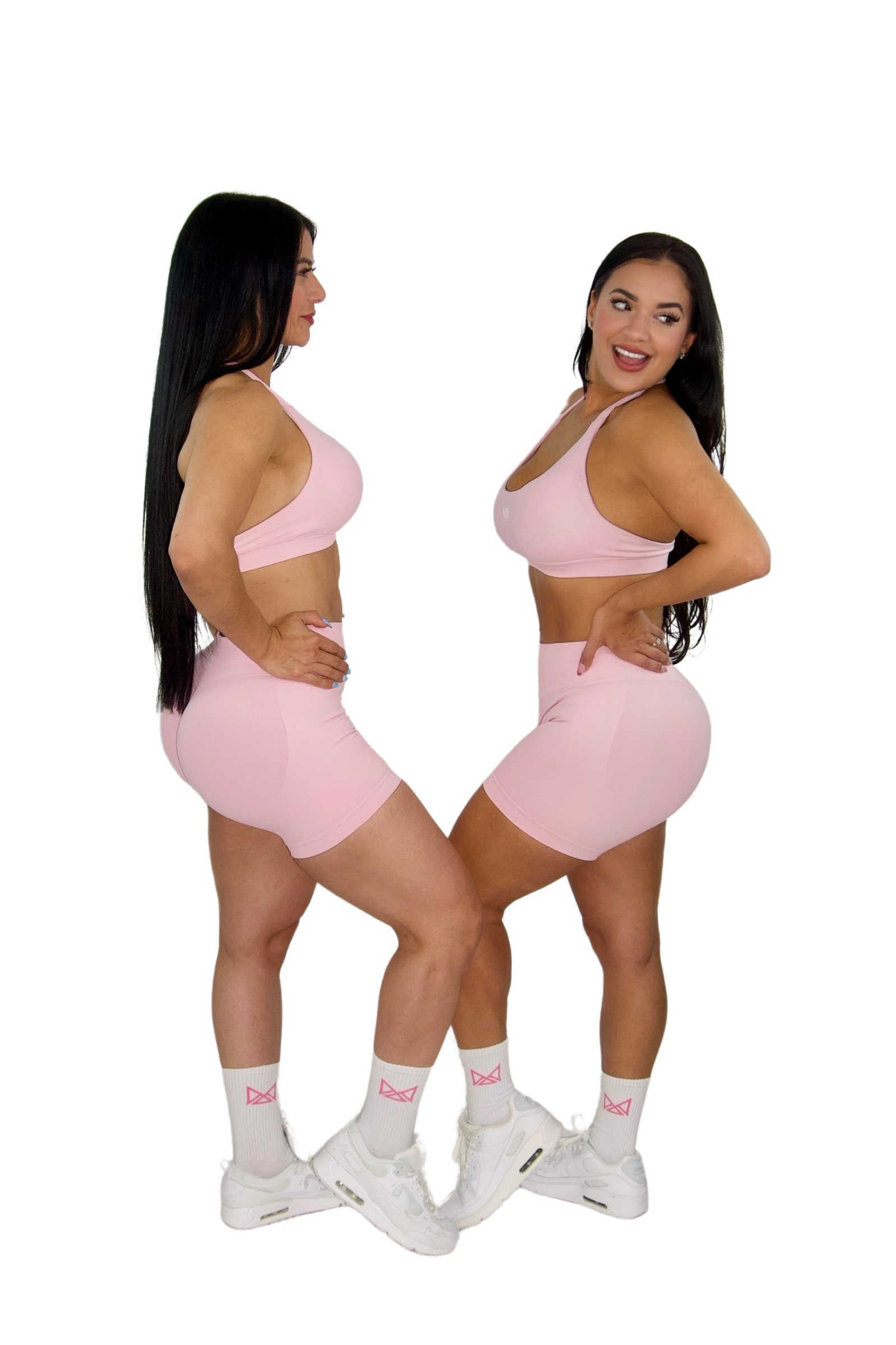 Brielle Booty Lifting Shorts & Sport Bra Set - Baby Pink - MILA MVMT