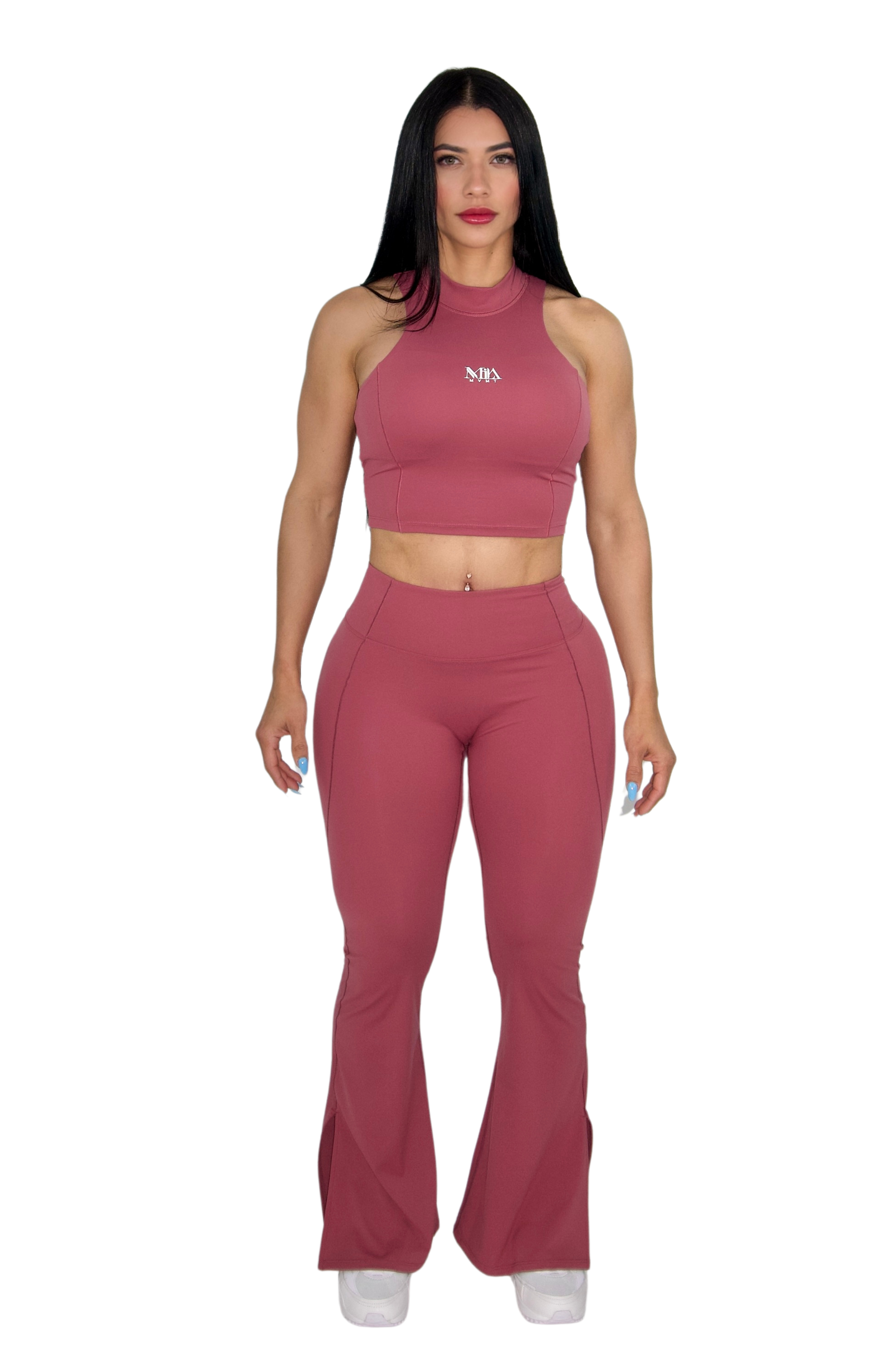 Paloma Petite Luxe Flare Legging & Top Set - Dusty Rose - MILA MVMT