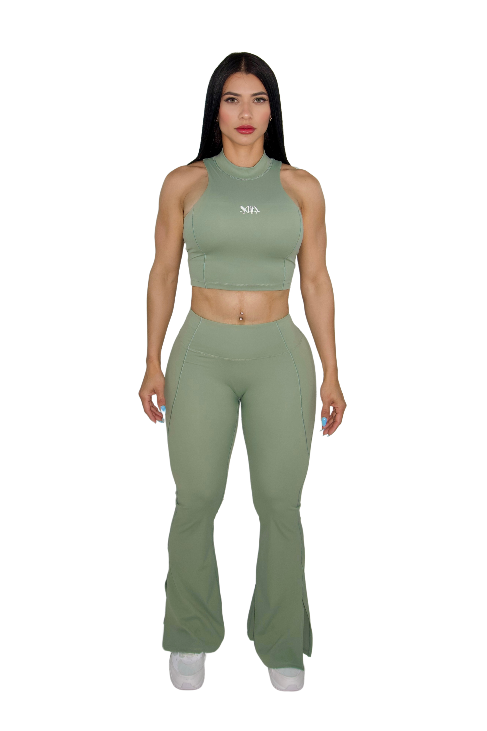 Paloma Petite Luxe Flare Legging & Top Set - Sage - MILA MVMT