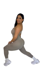 Forme Sculpt Jumpsuit - Smokey Taupe - MILA MVMT