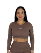 Forme Sculpt Long Sleeve Crop Top - Brown - MILA MVMT
