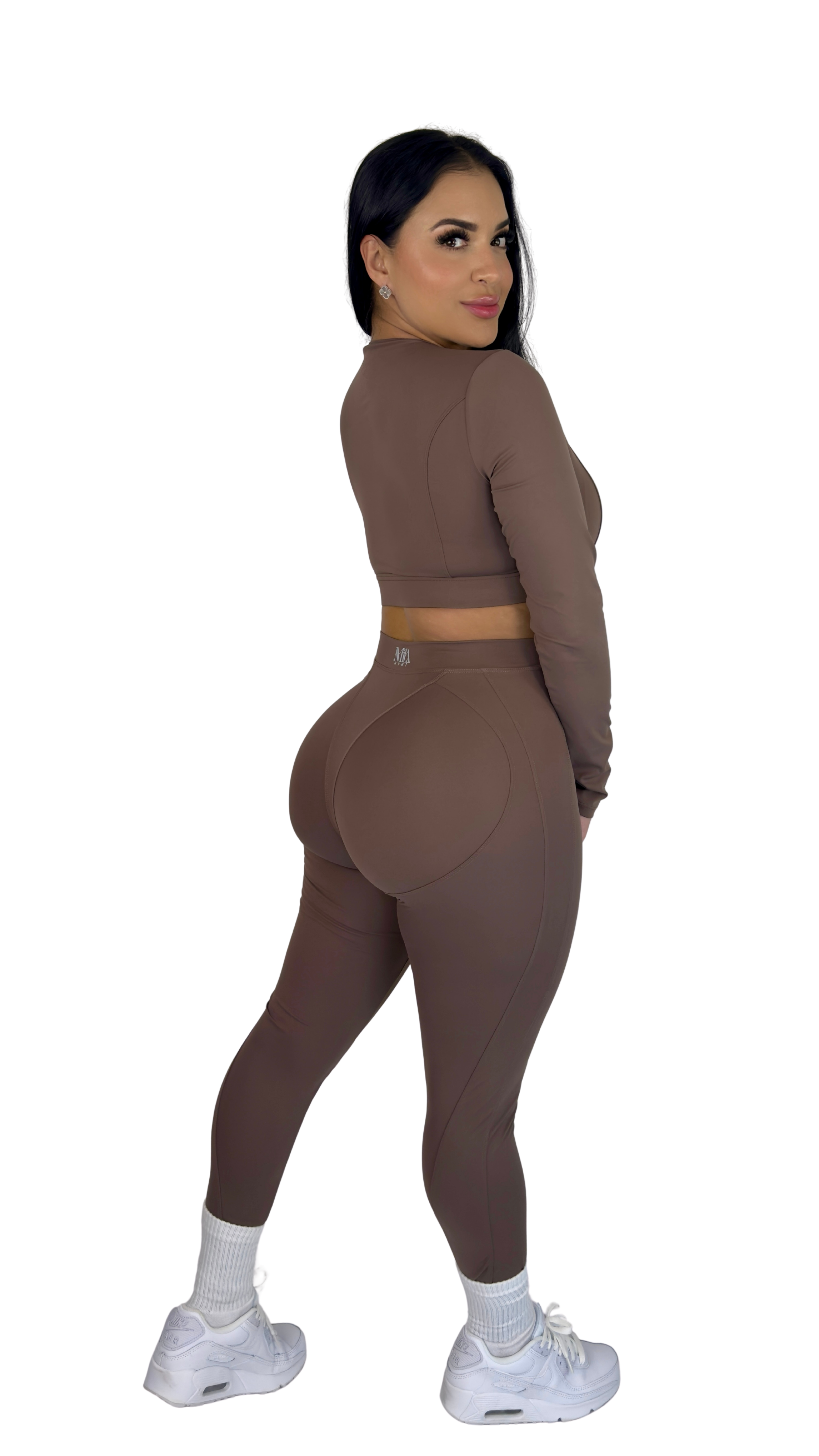 Forme Sculpt Long Sleeve Crop Top - Brown - MILA MVMT
